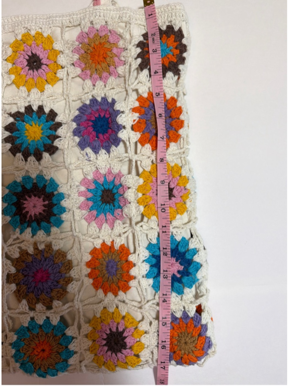 Crochet Granny Square Tote Cottagecore Boho Festival Hippie Retro Vintage Style - Picture 7 of 10
